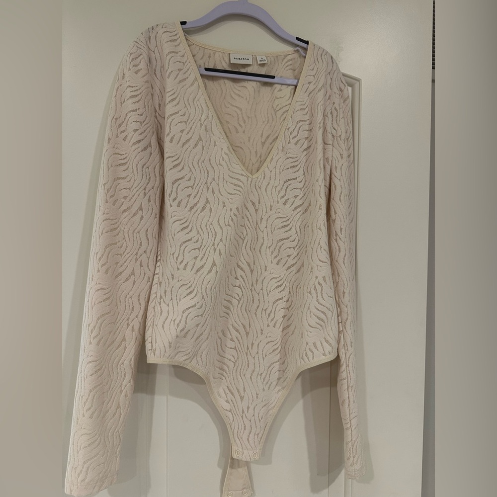 Aritzia Cream Textured Bodysuit